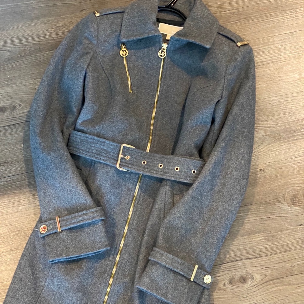 Michael Kors Wool Blend zip front coat.